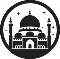 helgat höjder ikoniska moské emblem moské majestät symbolisk logotyp vektor