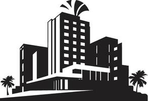 Hausmeister Turm medizinisch Center Emblem medizinisch Nexus Klinik Gebäude Logo vektor