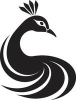 fjäderlätt finess påfågel emblem design kromatisk kaskad påfågel ikon vektor
