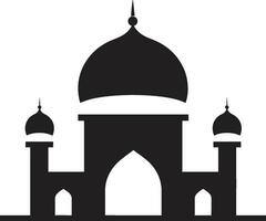 helig silhuett moské ikon emblem vördnadsfull stiga moské symbolisk design vektor