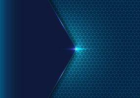 abstraktes blaues geometrisches Sechseck mit Punktmuster und Lichteffekttechnologie-Konzepthintergrund vektor