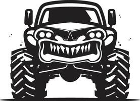 mäktig hjul monster lastbil ikon spänning thrasher logotyp av monster lastbil vektor