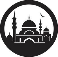 minaret majestät moské logotyp ikon moské av lugn vektor emblem