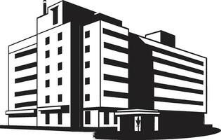 Wohlbefinden Flügel Klinik ikonisch Design Heilpunkt Hochhaus Krankenhaus Logo Emblem vektor