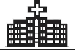 wellness torn sjukhus symbolisk design läkning höjder klinik byggnad ikon vektor