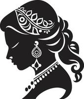 elegant livssyn brud ikoniska vektor kunglig rit indisk brud logotyp