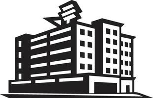 Wellness Turm Klinik Emblem Symbol Heilung Höhen medizinisch Center Logo Vektor