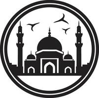 heilig Skylines emblematisch Moschee Logo still Tempel Moschee Symbol Vektor