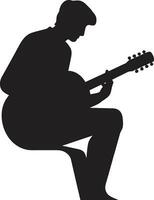 Griffbrett Finesse Musiker emblematisch akustisch Hymne Gitarre Spieler Logo Design vektor