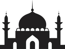 paradiesisch Oase emblematisch Moschee Logo Minarett Majestät Moschee Symbol Vektor