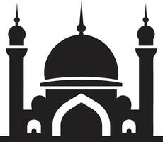 paradiesisch Horizont emblematisch Moschee Symbol treu Rahmen Moschee Logo Vektor