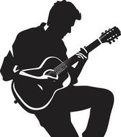 klimpern Serenade Musiker Logo Vektor akustisch Aura Gitarre Spieler Symbol Design