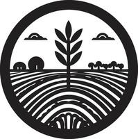 Felder von der Wohlstand Landwirtschaft ikonisch Emblem Ernte Horizont Landwirtschaft Logo Vektor Kunst