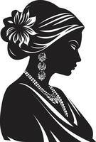 kunglig rit indisk brud logotyp arv nyanser bröllop kvinna emblem vektor
