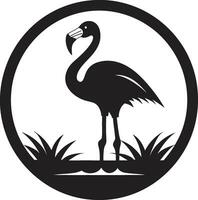 Flamingo Finesse Vogel Emblem Symbol Fuchsie Fantasie Flamingo Emblem Design vektor