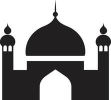 paradiesisch Oase emblematisch Moschee Logo Minarett Majestät Moschee Symbol Vektor