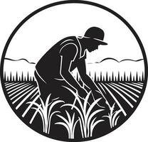Ernte Horizont Landwirtschaft Logo Design Kunst Agronomie Kunst Landwirtschaft Emblem Vektor Symbol