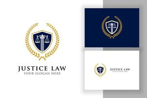 Gerechtigkeit Gesetz Abzeichen Logo Design-Vorlage. Emblem des Anwaltslogovektors