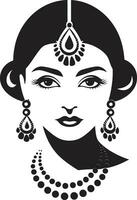 königlich Ritus indisch Braut Logo Erbe Farbtöne Hochzeit Frau Emblem vektor