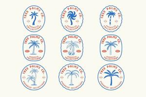 einstellen von Palmen Paradies Jahrgang Abzeichen Logo Vektor Sammlung