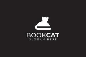 Katze mit Negativ Raum Buch gestalten modern Logo Design Vorlage vektor