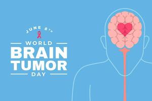 illustration av en friska hjärna på en blå bakgrund. värld hjärna tumör dag juni 8. vektor