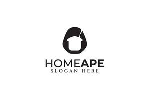 Affe Kopf mit Negativ Raum Haus Zuhause gestalten modern Logo Design Vorlage vektor