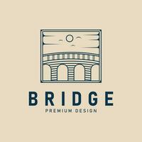 Brücke Linie Kunst Logo minimalistisch, mit Emblem Vektor Illustration Design Vorlage