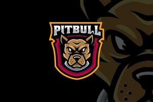 pitbull hund maskot logotyp design för sport gaming team vektor