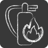 ikon brand eldsläckare. relaterad till brandman symbol. krita stil. enkel design redigerbar. enkel illustration 1 vektor