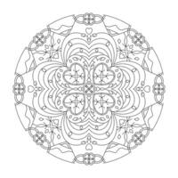 Mandala. Herz und vierblättrig Kleeblatt. Anti-Stress Färbung Buchseite. Kunst Therapie. vektor