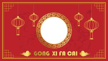 Chinesisch Neu Jahr Gruß Twibbon Design, Gong xi Fa cai, Chinesisch Feier Gruß Design vektor