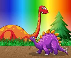 Brachiosaurus Dinosaurier auf Regenbogensteigungshintergrund vektor