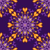 Gelb lila Magenta violett Lavendel Mandala nahtlos Muster Blumen- Blume kreativ Jahrgang Design Hintergrund Vektor Illustration