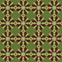 grön röd mandala konst sömlös mönster blommig kreativ design bakgrund vektor illustration