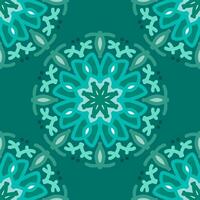 blå turkos aqua menthe mandala årgång blommig interiör sömlös platt design bakgrund vektor illustration