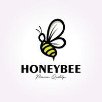 fliegend Biene Logo Symbol Design, Jahrgang Vektor Honig Biene Vorlage Illustration