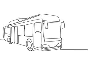 einzelne durchgehende Linienbusse, die Pendler und Schüler bedienen, fahren von ihren Wohnorten zu ihren jeweiligen Zielen. eine Linie zeichnen Grafikdesign-Vektor-Illustration. vektor