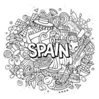 Spanien Hand gezeichnet Karikatur Gekritzel Illustration. komisch Spanisch Design vektor