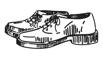 Gekritzel von klassisch Männer Schuhe. skizzieren von beiläufig Schuhwerk. Hand gezeichnet Vektor Illustration Clip Art isoliert auf Weiß.