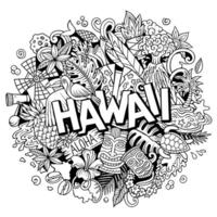Hawaii Hand gezeichnet Karikatur Gekritzel Illustration. komisch hawaiisch Design vektor