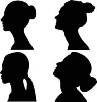 Frau Kopf Silhouette im eben Design Stil. isoliert auf Weiß Hintergrund. Vektor Illustration.