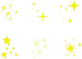 gul gnistra stjärna med enkel dekoration. vektor illustration samling.