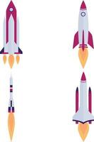 uppsättning av annorlunda rymdskepp raket. med platt tecknad serie design stil. isolerat vektor ikon.