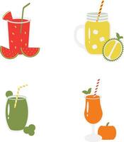 frukt juice smoothie illustration uppsättning. med sömlös tecknad serie design. isolerat vektor ikon.