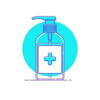antibakteriell alkohol hand gel dispenser linje ikon. vektor mall flaska av medicinsk kirurgisk desinfektionsmedel för hand hygien, infographic av förebyggande infektion, pandemisk, epidemi av coronavirus