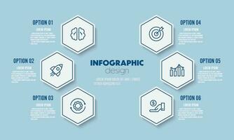 Vektor Präsentation Infografik Vorlage mit Konzept Geschäft Symbol 6 Möglichkeit Hexagon Form.