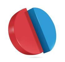 Kuchen Diagramm Teilt Verhältnis fünfzig Prozent Blau und fünfzig Prozent rot vektor
