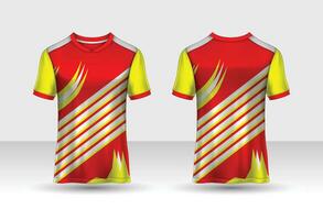 Sport Jersey T-Shirt Design Konzept Vektor Vorlage, Fußball Jersey Konzept mit Vorderseite und zurück Aussicht zum Kricket, Fußball, Volleyball, Rugby, Tennis und Badminton Uniform