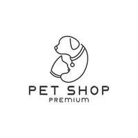 Haustier Geschäft Katze und Hund Linien Kunst Logo Vektor Symbol abstrakt Illustration Design